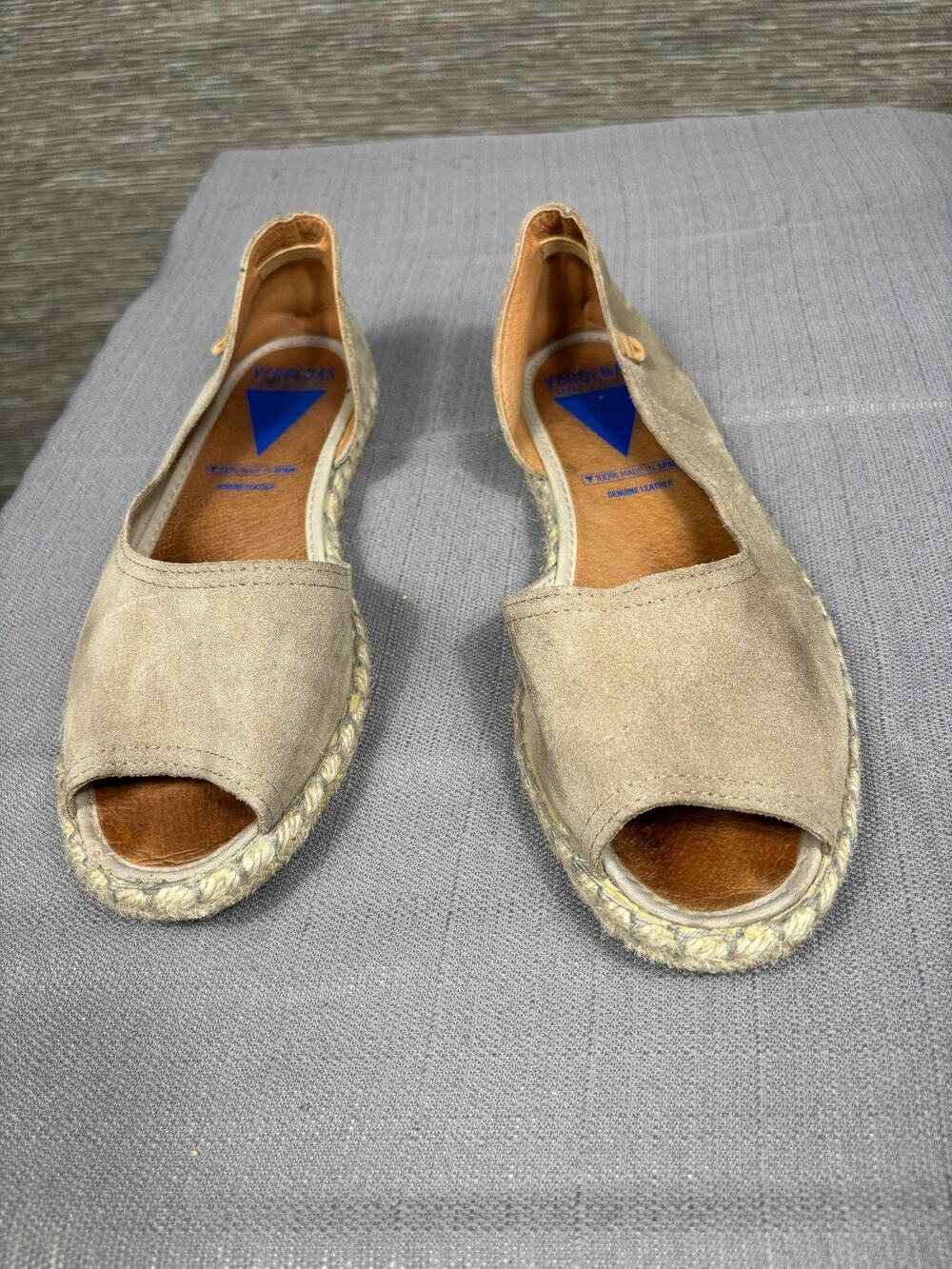 Verbenas Sandals Women Size 9 EU 40 Beige Suede Espadrille Slip On Made In Spain